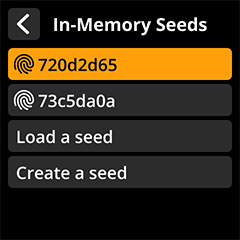 'Load a Seed' and 'Create a Seed' option surfaced contextually in the Seeds menu